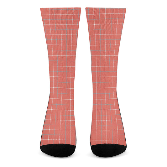 Pastel Red Tattersall Pattern Print Crew Socks