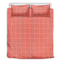 Pastel Red Tattersall Pattern Print Duvet Cover Bedding Set