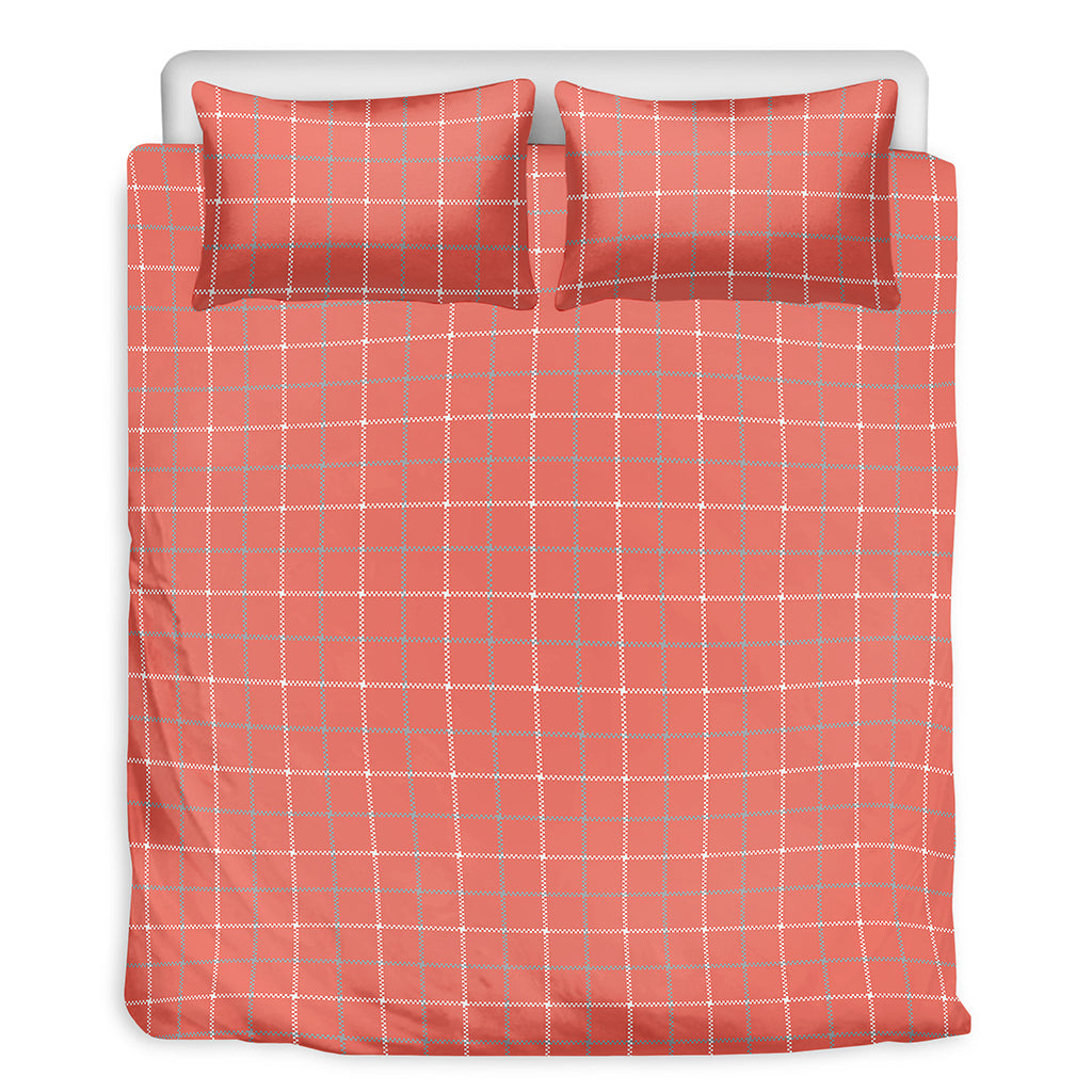 Pastel Red Tattersall Pattern Print Duvet Cover Bedding Set