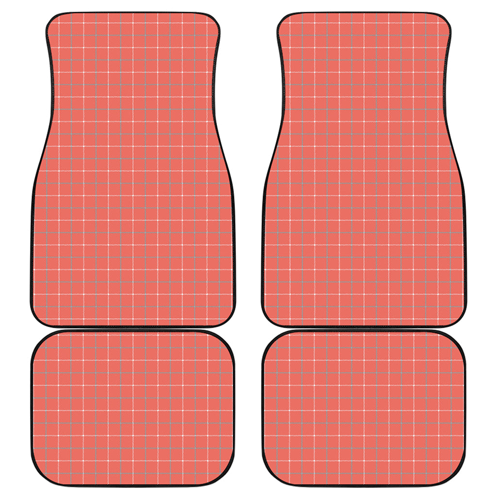 Pastel Red Tattersall Pattern Print Front and Back Car Floor Mats