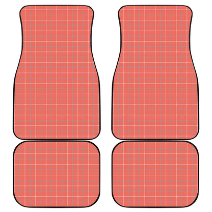 Pastel Red Tattersall Pattern Print Front and Back Car Floor Mats