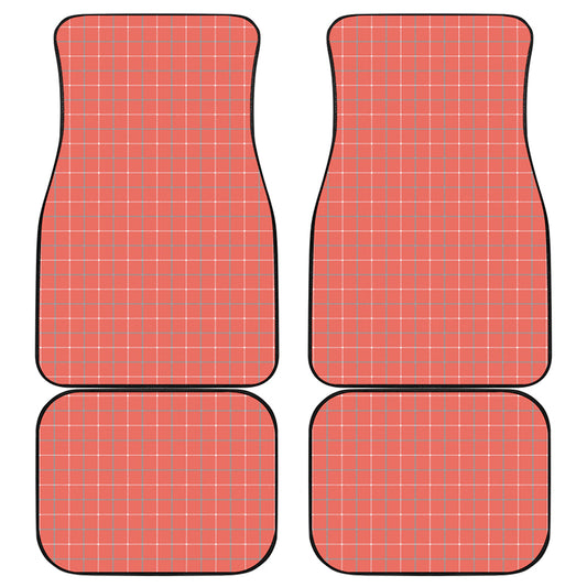 Pastel Red Tattersall Pattern Print Front and Back Car Floor Mats