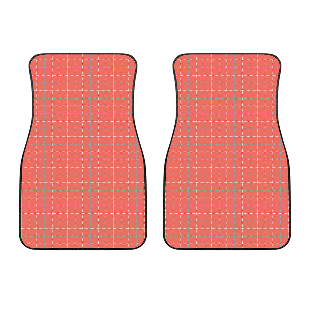 Pastel Red Tattersall Pattern Print Front Car Floor Mats