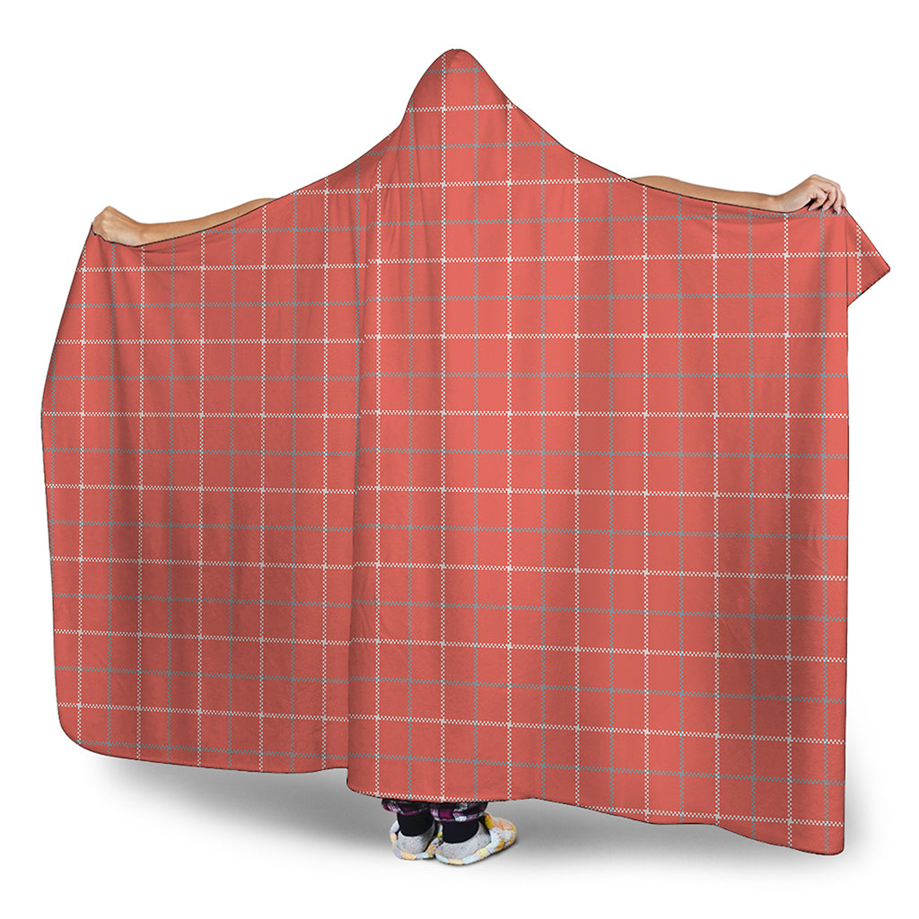 Pastel Red Tattersall Pattern Print Hooded Blanket