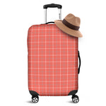 Pastel Red Tattersall Pattern Print Luggage Cover