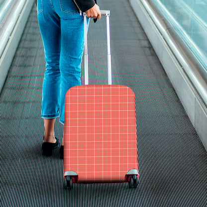 Pastel Red Tattersall Pattern Print Luggage Cover