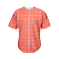 Pastel Red Tattersall Pattern Print Men's Baseball Jersey