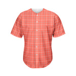 Pastel Red Tattersall Pattern Print Men's Baseball Jersey