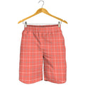 Pastel Red Tattersall Pattern Print Men's Shorts