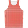 Pastel Red Tattersall Pattern Print Men's Tank Top