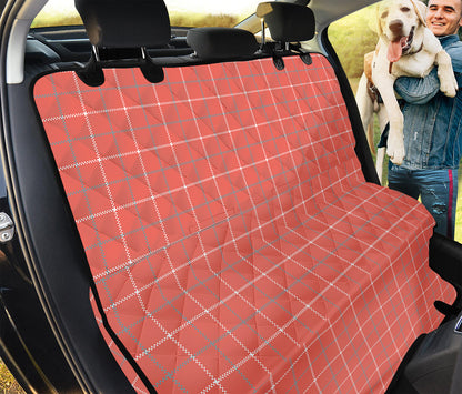 Pastel Red Tattersall Pattern Print Pet Car Back Seat Cover