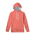 Pastel Red Tattersall Pattern Print Pullover Hoodie