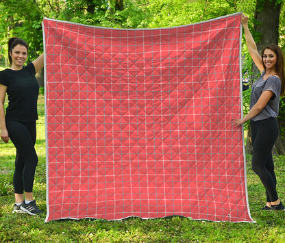Pastel Red Tattersall Pattern Print Quilt