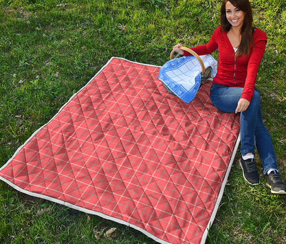 Pastel Red Tattersall Pattern Print Quilt