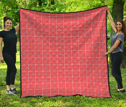 Pastel Red Tattersall Pattern Print Quilt