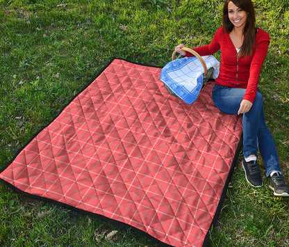 Pastel Red Tattersall Pattern Print Quilt