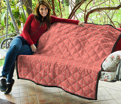 Pastel Red Tattersall Pattern Print Quilt