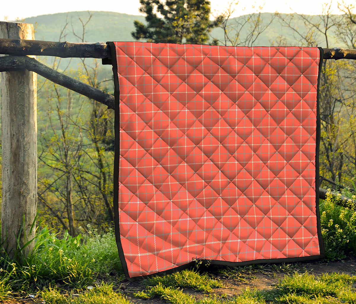 Pastel Red Tattersall Pattern Print Quilt