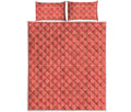Pastel Red Tattersall Pattern Print Quilt Bed Set