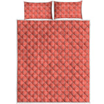 Pastel Red Tattersall Pattern Print Quilt Bed Set
