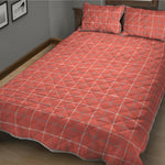 Pastel Red Tattersall Pattern Print Quilt Bed Set