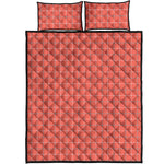 Pastel Red Tattersall Pattern Print Quilt Bed Set