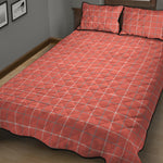 Pastel Red Tattersall Pattern Print Quilt Bed Set