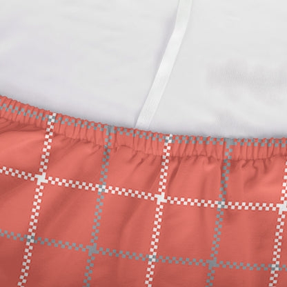 Pastel Red Tattersall Pattern Print Sofa Cover