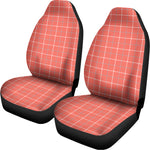 Pastel Red Tattersall Pattern Print Universal Fit Car Seat Covers