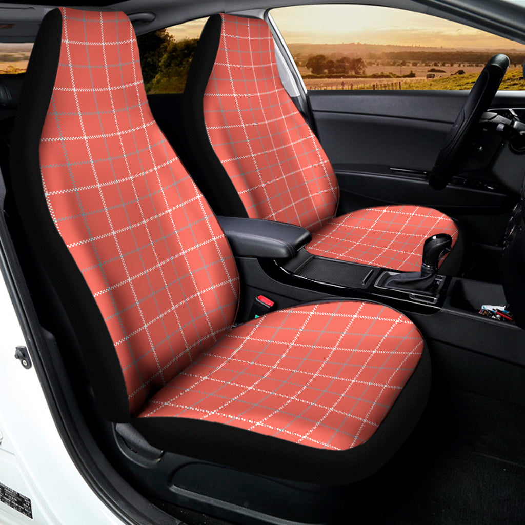 Pastel Red Tattersall Pattern Print Universal Fit Car Seat Covers