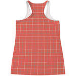 Pastel Red Tattersall Pattern Print Women's Racerback Tank Top