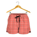 Pastel Red Tattersall Pattern Print Women's Shorts