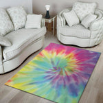 Pastel Spiral Tie Dye Print Area Rug