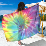 Pastel Spiral Tie Dye Print Beach Sarong Wrap