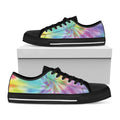 Pastel Spiral Tie Dye Print Black Low Top Sneakers