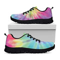 Pastel Spiral Tie Dye Print Black Running Shoes