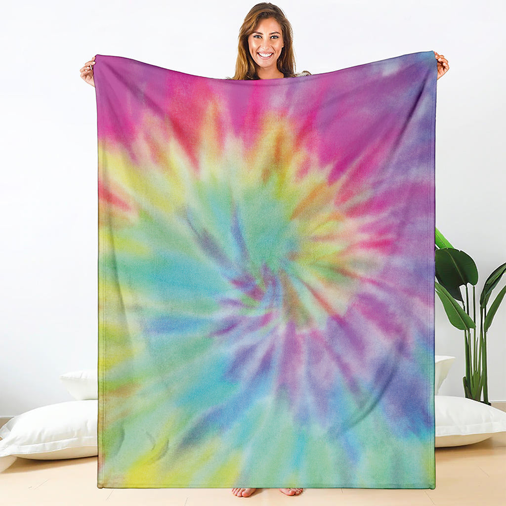 Pastel Spiral Tie Dye Print Blanket