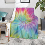 Pastel Spiral Tie Dye Print Blanket