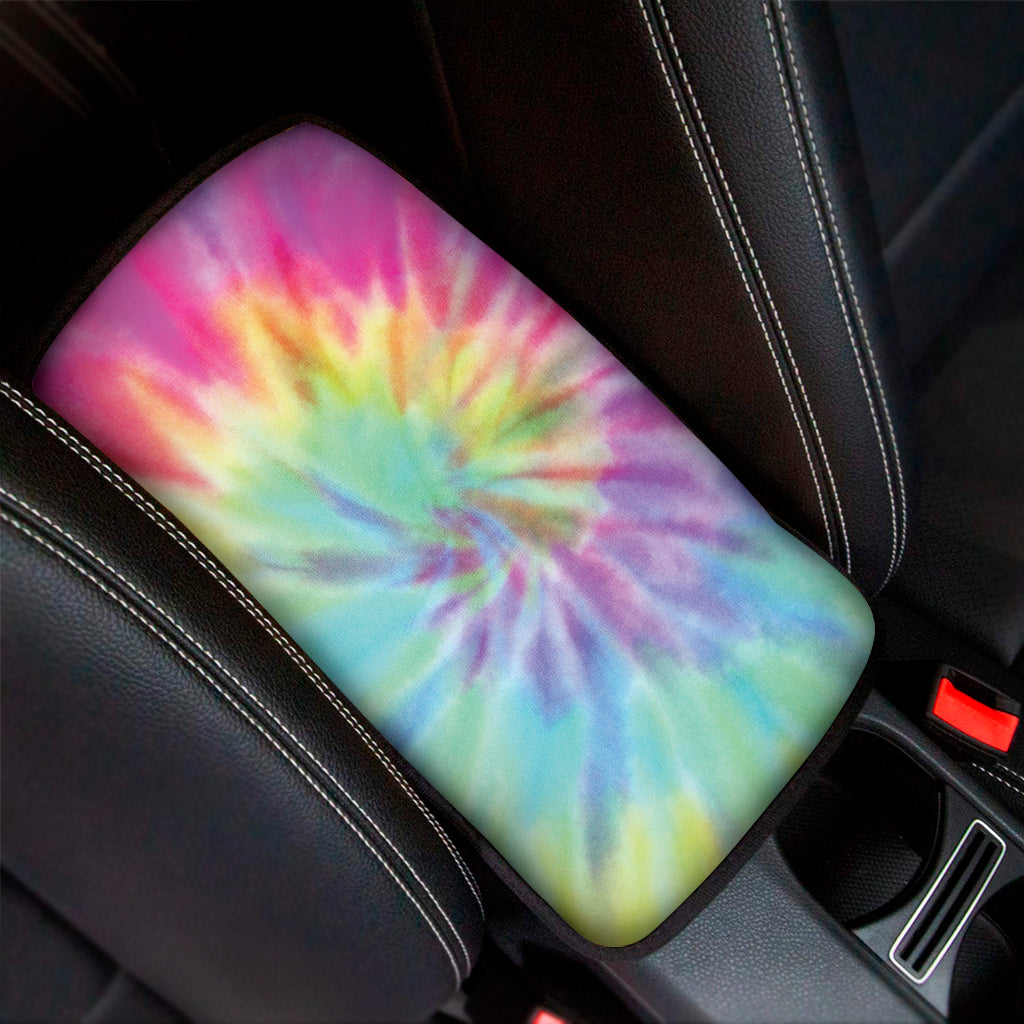 Pastel Spiral Tie Dye Print Car Center Console Cover
