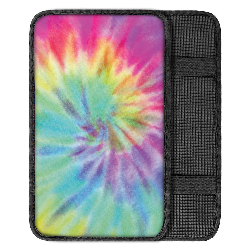 Pastel Spiral Tie Dye Print Car Center Console Cover