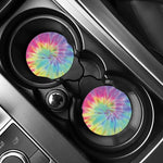 Pastel Spiral Tie Dye Print Car Coasters