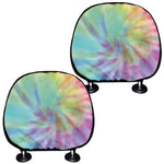 Pastel Spiral Tie Dye Print Car Headrest Covers