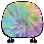 Pastel Spiral Tie Dye Print Car Headrest Covers