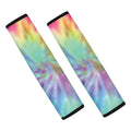 Pastel Spiral Tie Dye Print Car Seat Belt Covers