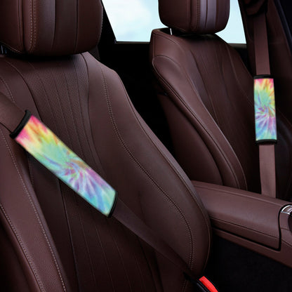 Pastel Spiral Tie Dye Print Car Seat Belt Covers