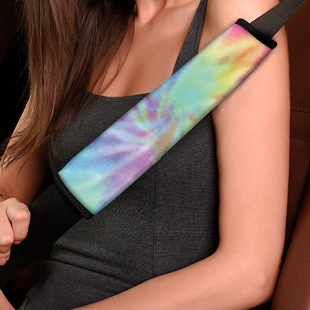 Pastel Spiral Tie Dye Print Car Seat Belt Covers