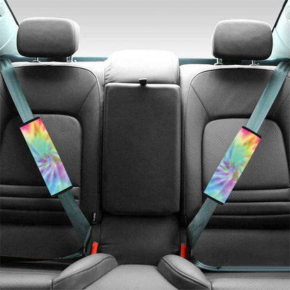 Pastel Spiral Tie Dye Print Car Seat Belt Covers
