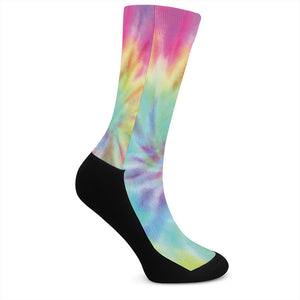 Pastel Spiral Tie Dye Print Crew Socks