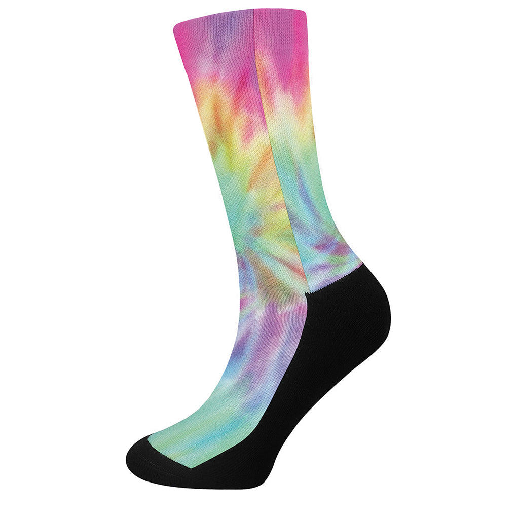 Pastel Spiral Tie Dye Print Crew Socks