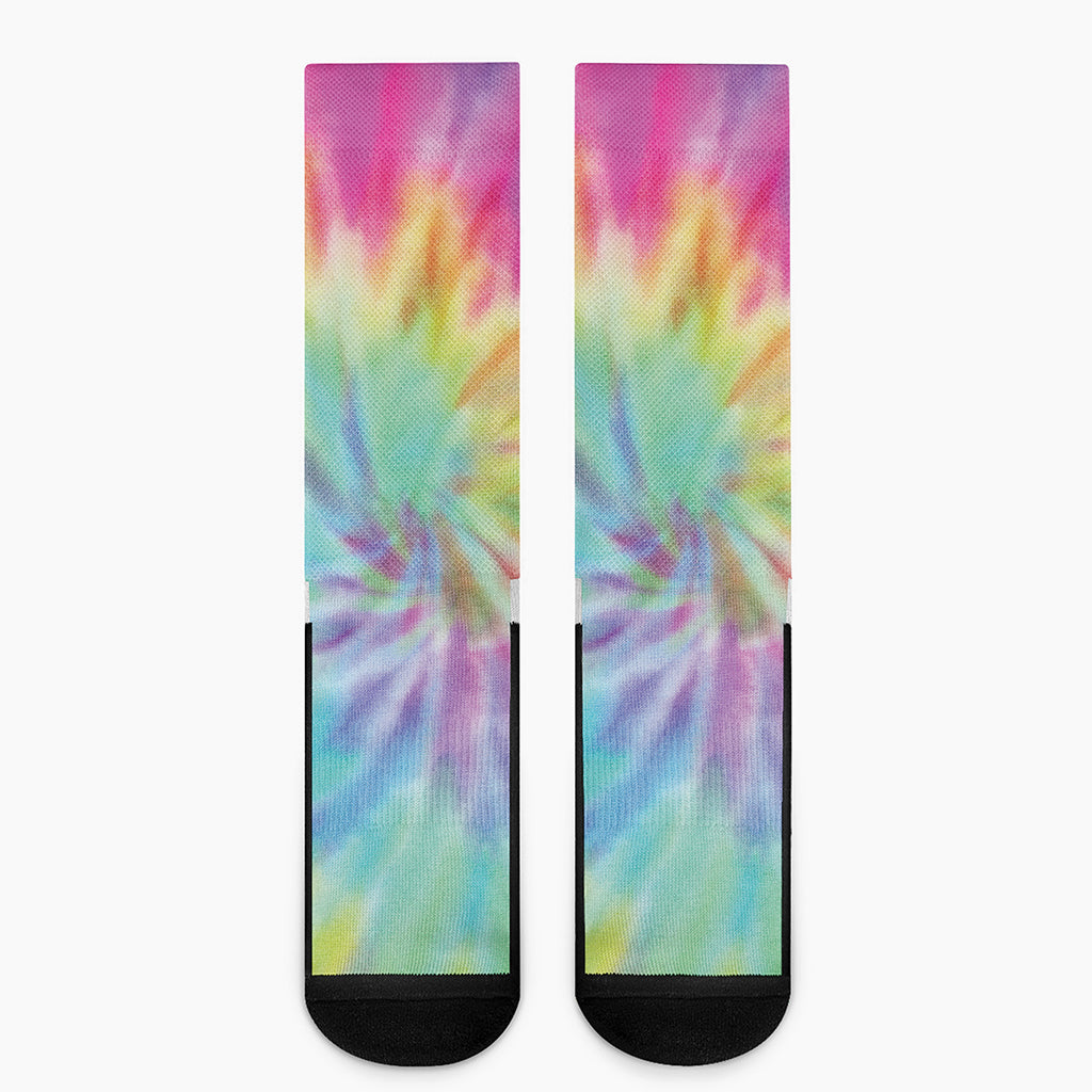 Pastel Spiral Tie Dye Print Crew Socks